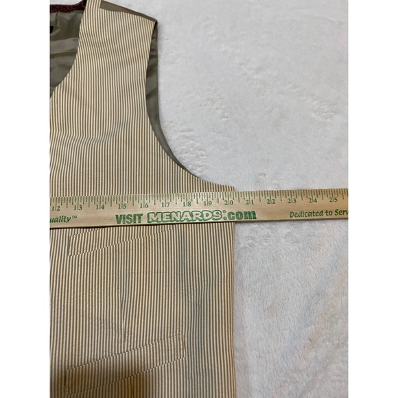 J.Crew Mens Tan White Striped Cotton Bemberg Waistcoat Vest Style 12446 Size M - Picture 3 of 10